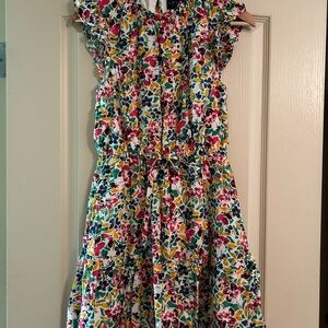 Laundry By Shelli Segal Pink and Green Ruffled Tie Front Sundress